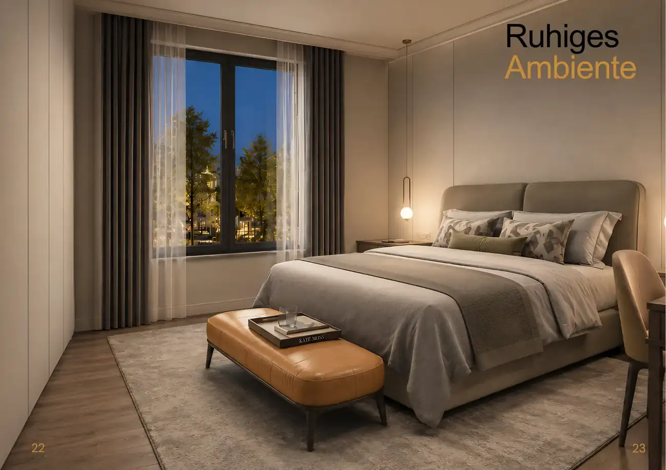 Schlafzimmer einer geplanten Neubauwohnung